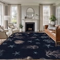 thumbnail image 2 of 6x9Ft Area Rugs Navy Blue Coastal Non-Skid Rubber Backing Large Rectangle Rugs - Living Room Bedroom Home Office, Nautical Summer Beach Sea Turtle Starfish Indoor Floor Mat Carpets Washable Rug, 2 of 9