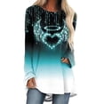 thumbnail image 1 of DYMADE Women Plus Size Fall Loose Crew Neck Print Pullover Long Sleeve T-Shirt Casual Top, 1 of 4