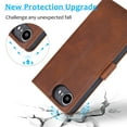 thumbnail image 3 of for iPhone 16e Case Detachable Magnetic Wallet Case with Card Holder, 2 in 1 PU Leather Flip Folio Case with Kickstand Wrist Strap Shockproof Protective Phone Case Cover for iPhone 16e, Brown, 3 of 7