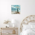thumbnail image 4 of HFDF Coastal Starfish with White Flower Vintage Vase on Teal Beach Scene Canvas Wall Art Decor for Living Room, Bedroom, Bathroom, Office Ready to Hang 16x12inch Framed, 4 of 6