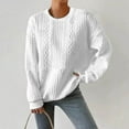 thumbnail image 4 of Pullover Sweater Tops For Womens O Neck Sweatshirt Round Neck Fit Pullover Tops Casual Long Sleeve Workout Shirts Loose Blouse Sweatshirt Women Crop Top with Hood Knit Blouse Cute Shirt Half Zip, 4 of 8