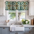 thumbnail image 2 of Abstract Orange Green White Flowers Window Valance Curtain Ethnic Floral Rod Pocket Short Curtain for Living Room, Bedroom & Kitchen Window Decor 42x12in, 2 of 8
