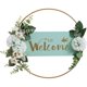 thumbnail image 1 of KAIYANG Letrero de bienvenida con guirnalda, anillo de metal artificial con flores, decoración de letrero de bienvenida (verde), 1 of 5