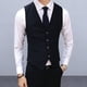 thumbnail image 4 of Chaleco de traje Skymirror para hombre, cuello en V, sin mangas, color liso, corte entallado, cárdigan de un solo pecho, abrigo formal de negocios, abrigo de boda para novio, 4 of 8