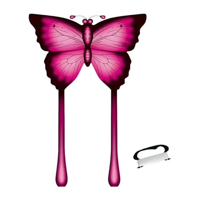 Cometa de mariposa con mango de cometas de cuerda de 328 pies, cometa de niños hermosos, mango de línea de 328 pies incluido para el jardín de césped Rosa