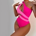 thumbnail image 2 of Sngxgn Womens Scoop Neck Cut Out Front Lace up Back Swimsuit(Hot Pink,XL), 2 of 4