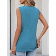 thumbnail image 3 of Women's Tunic Tank Tops Loose Fit Pleated V Neck Sleeveless Plain Tshirts Summer Casual Tanks (XL, Blue), 3 of 6