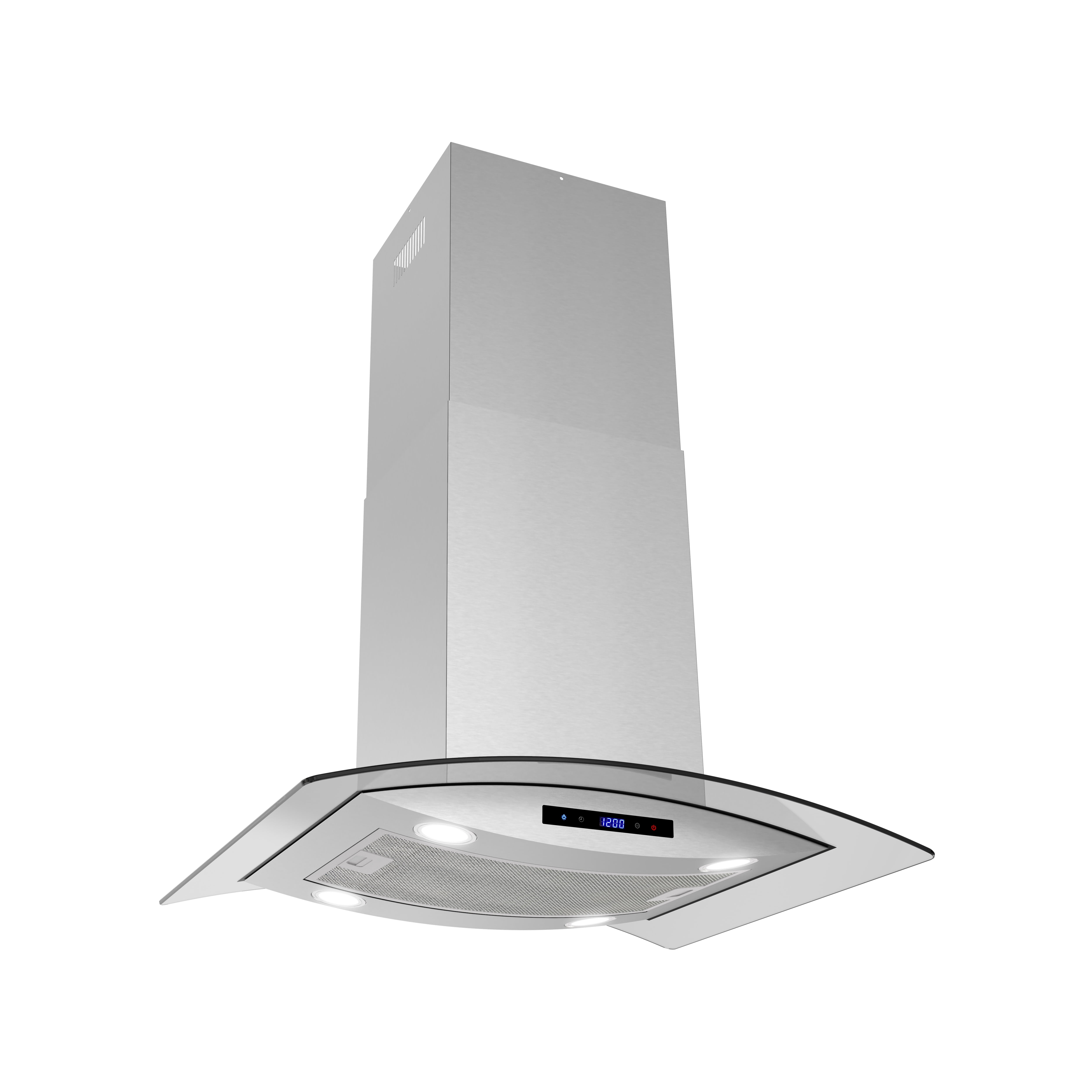 Streamline 30 in. Maddaloni Ductless Island 350 CFM Range Hood in Brushed Stainless Steel with Mesh Filters, Touchpad Control, LED Lights