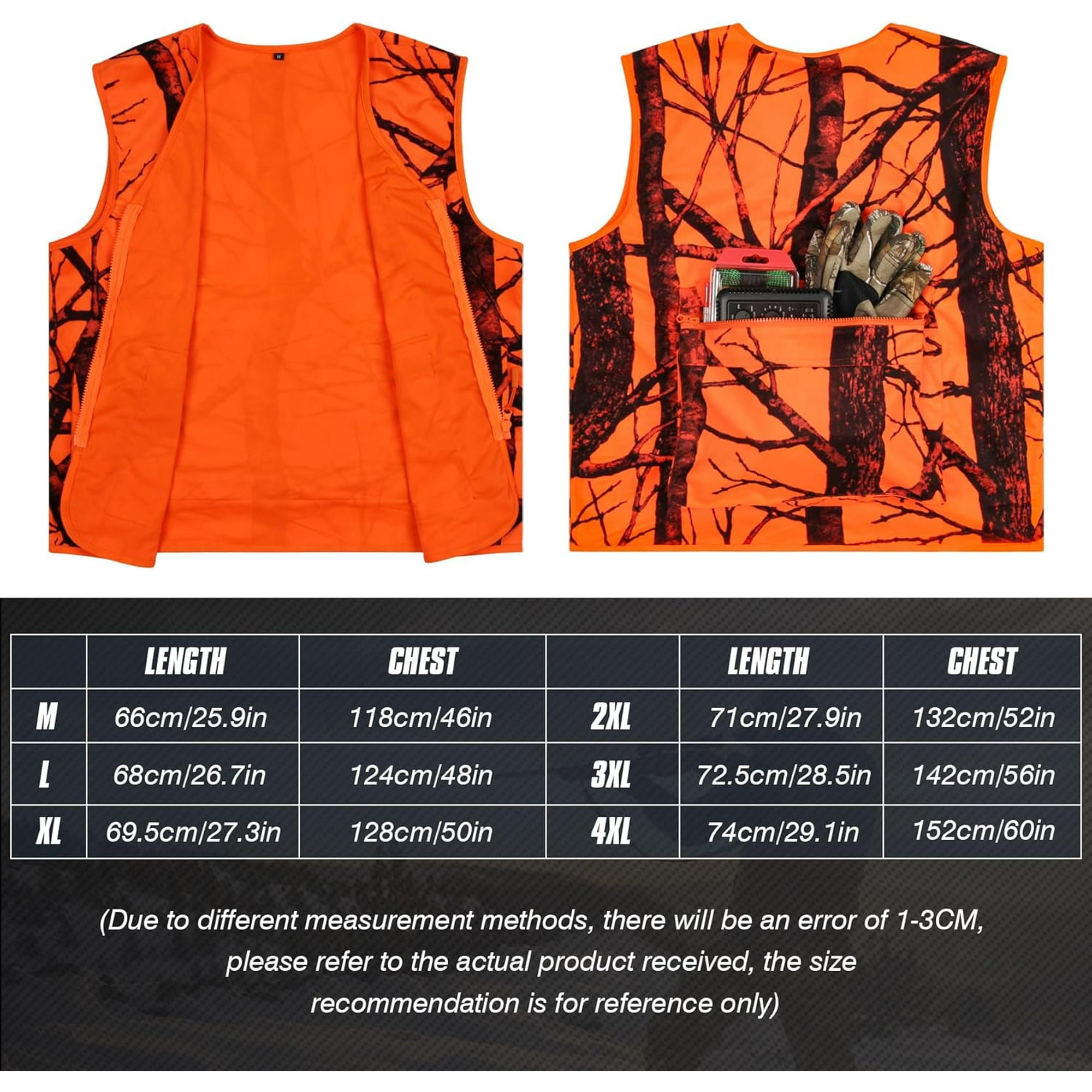 GUGULUZA Blaze Orange Hunting Vest with Pockets Deer Camo Vest for Hunting Big Game Camping Lightweight XXL Walmart