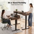thumbnail image 4 of Electric Standing Desk with 5 Drawers, Monitor-Riser Design, 40" x 24" Height Adjustable Sit Stand Desk for Home Office, 4 Preset Pannel, Walnut, 4 of 9