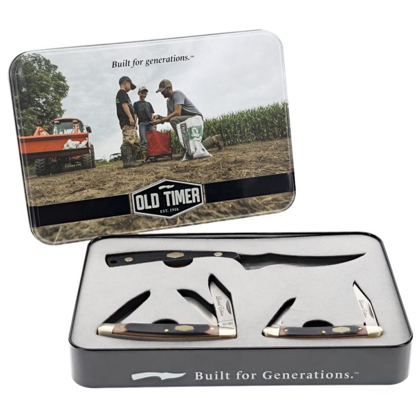 Old Timer Limited Edition 3Pc Gift Tin, Sharpfinger, 3-Blade Middleman &Amp; 2-Blade Small Canoe ...