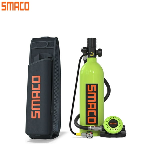 SMACO S400Pro Mini Scuba Tank 1L Scuba Cylinder Provide 15-20 Minutes Underwater Breathing(No More Than 33 ft) Small Scuba Tank Kit for Shallow Water Diving/Underwater Work/As Spare Cylinder