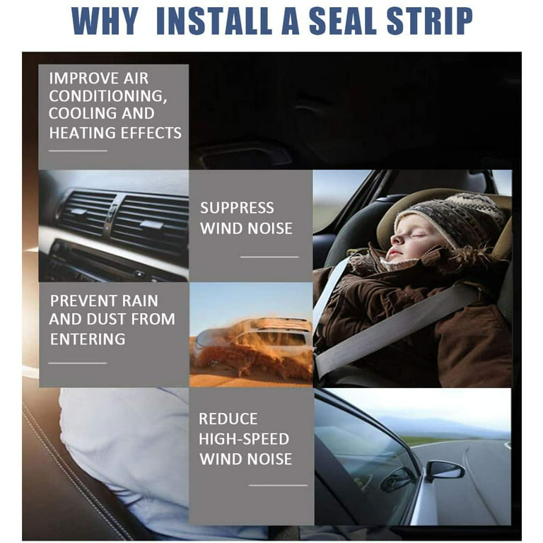2 Rolls 33Feet Long Car Door Seal Strip,Universal Car Truck Motor Rubber Seal  Strip,Weatherstrip for Car Window Door Sunroofs Engine Cover Soundproofing  