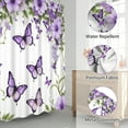 thumbnail image 3 of SUNOLIFE Purple Shower Curtain Butterfly Waterproof Fabric Bathroom Shower Curtains, 72x72 in, 3 of 8