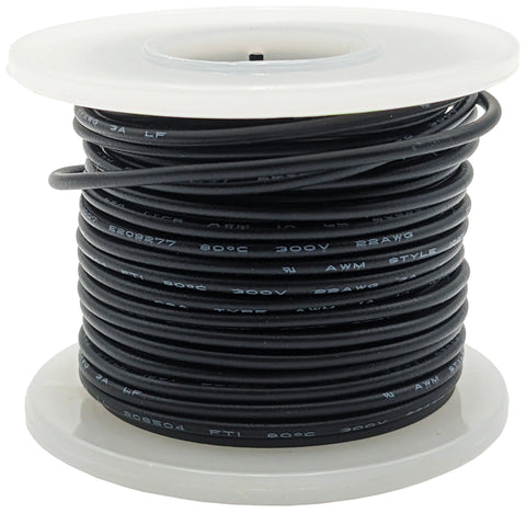 22 AWG Solid Core Hook Up Wire - Blue, 100 Ft, UL1007 Rated, 300V, For Electronics & DIY Projects