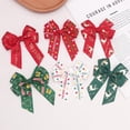 thumbnail image 4 of Festive Multi Loop Ribbon Bow Pendant With Holiday Print Polyester Ornament For Tree Garland Box And Winter Festival Decoration, 4 of 9