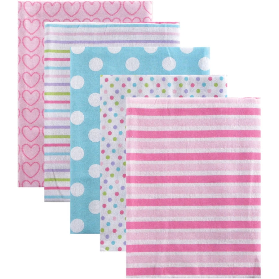 Luvable Friends Receiving Blankets Flannel, 5pk, Pink Stripes