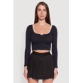 thumbnail image 2 of Womens Lace Detail Scoop Neck Long Sleeve Crop Top, 2 of 5