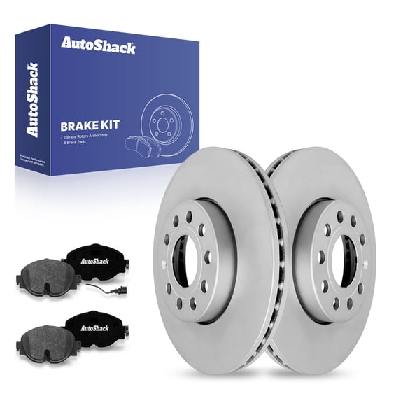 AutoShack 11.34" (288 mm) Front Vented Brake Rotors Coated   Premium Ceramic Brake Pads | Replacement for 2019-2025 Volkswagen Jetta 2016-2018 Volkswagen GTI | 6-PC Brake Kit | ArmorStop