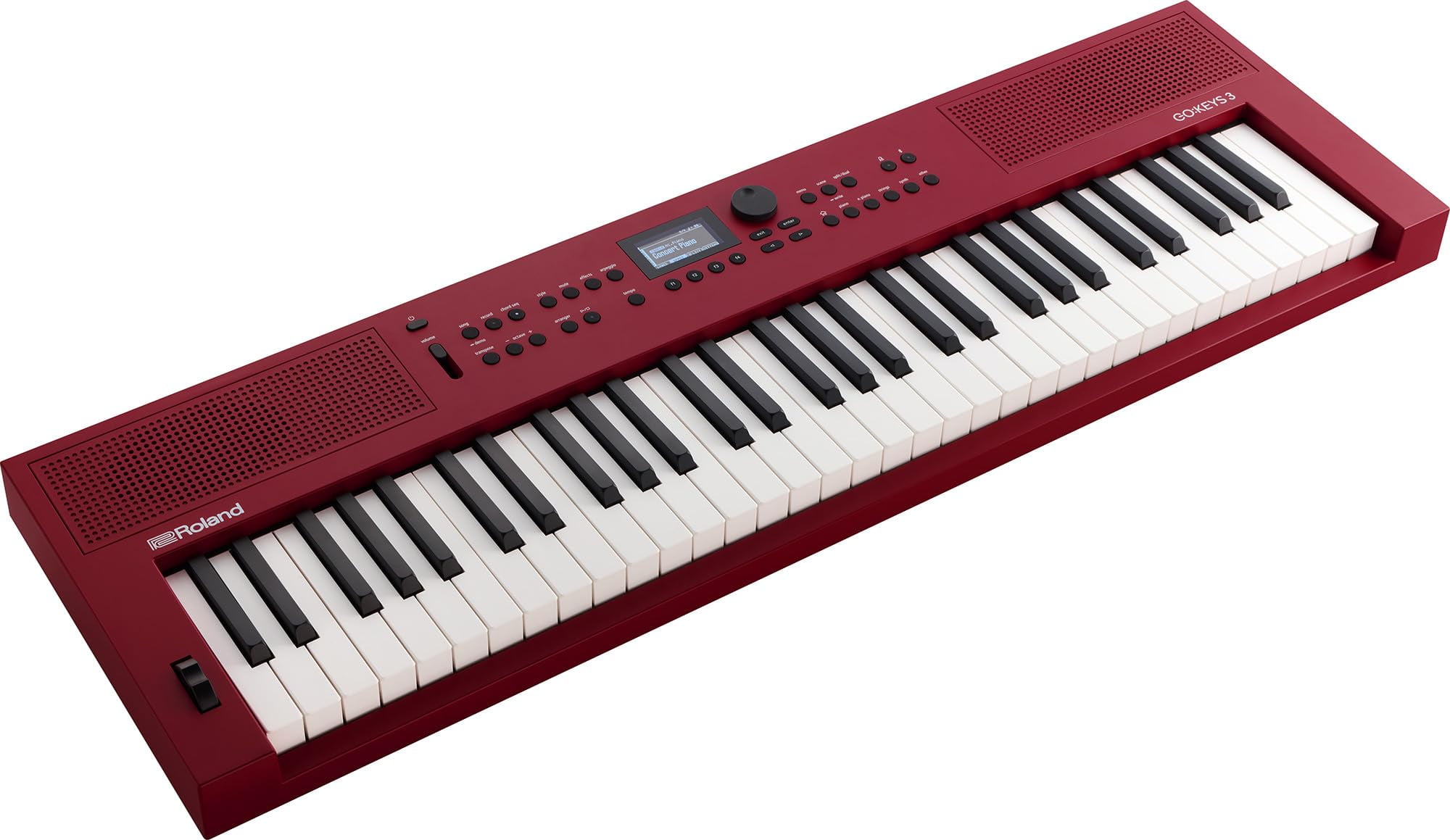 Roland GO:KEYS 3 Red Music Creation Keyboard Bundle with Adjustable Stand, X-Style Keyboard Bench, Sustain Pedal, Online Piano Lessons, and Austin Bazaar Polishing Cloth