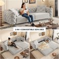 thumbnail image 3 of VEPXXP 97.7" 3-in-1 Convertible Sleeper Sofa, Pull Out Sofa Bed with Deep Seat & Movable Ottoman, Button Tufted Couch for Living Room, Light Grey, 3 of 9
