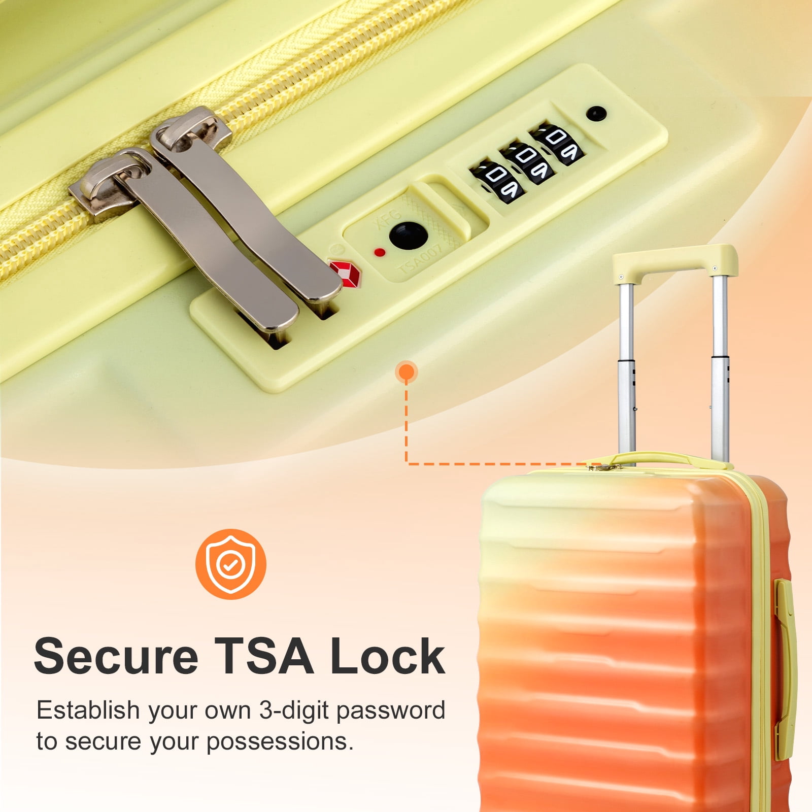 Zimtown 24" Luggage with Hardside Spinner Wheels, Checked-Medium TSA Look Suitcase, Yellow Orange Gradient