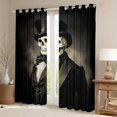 thumbnail image 2 of Homewish Skeleton Print Curtains Pack of 2 (42x84 Each),Gothic Theme Curtains Blackout,Black Gray Bedroom Curtains For Girls Kids,Super Cozy Room Decor, 2 of 6