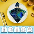 thumbnail image 6 of Shangniulu Peacock Cloth Napkins Dinner Table Napkins, Peacock Feather Solid Washable Reusable Polyester Napkins for Home Holiday Party Wedding 2 PCS, 6 of 7