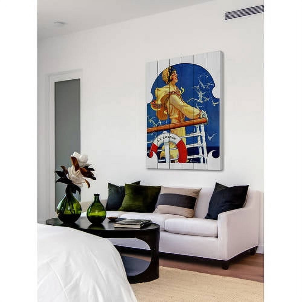 Marmont Hill "S.S. Vacation" Painting Print on White Wood