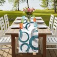thumbnail image 4 of Turquoise Grey Table Runner 72 Inches Long, Cotton Linen Table Runner Dresser Scarf, Geometric Circle Modern Abstract Simple Art Fabric Tablerunners for Dining Tables Wedding Holiday Party 13"x72", 4 of 9