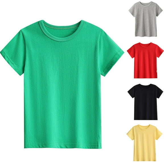 Viluyesy Boys T-Shirt 8 T, Short Sleeve Crew Neck Soild Color Summer Casual Cotton Basic Tee Green(1-9T)