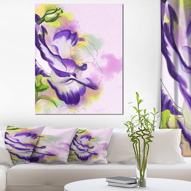 Abstract Blue Flower Watercolor - Floral Canvas Art Print