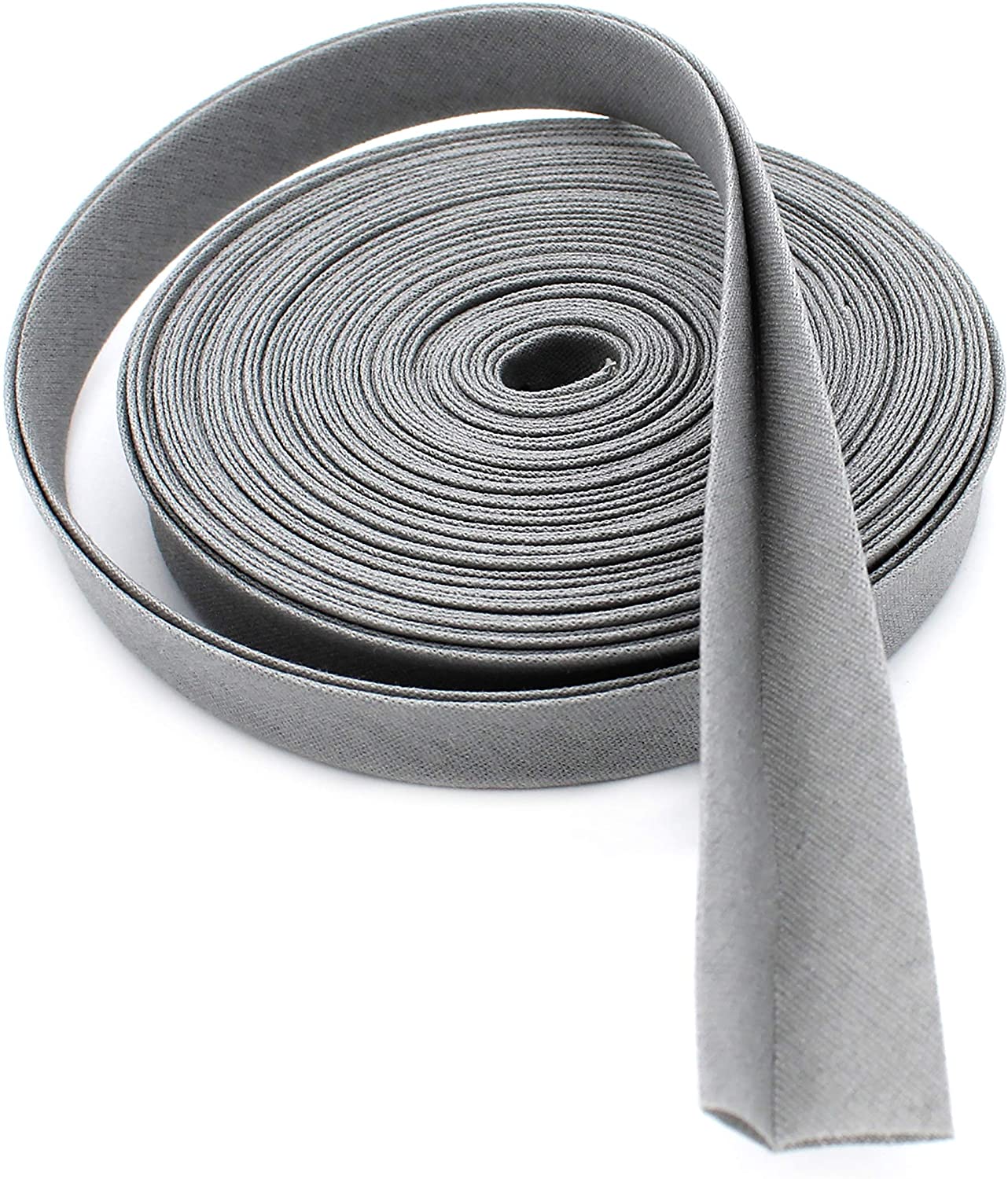 Doublefold Bias Tape 1/2" Wide Poly Cotton (5 Yards, Grey)