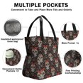thumbnail image 3 of Skull and Bow Gothic Pattern Drawstring Insulated Lunch Bag for Women, Stain-Resistant Large Lunch Tote with Multi-Pockets for Work Office, 3 of 6