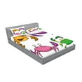 thumbnail image 2 of Ambesonne Cartoon Fitted Sheet & Pillow Sham Set, Funny Crabs Pattern, Queen, Purple Fern Green, 2 of 2
