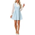 thumbnail image 1 of Vestido A-Line sin mangas de tweed a cuadros para mujeres INSPIRE CHIC XS azul claro, 1 of 6