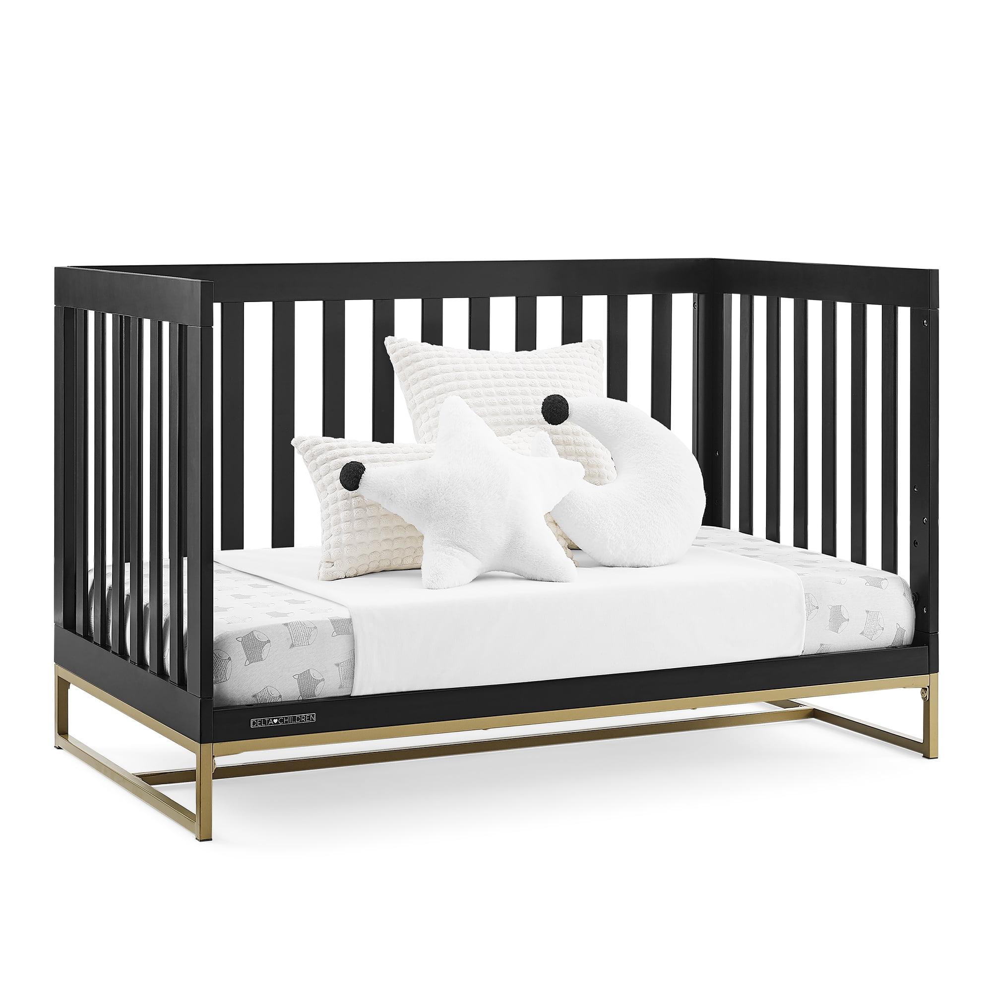 Delta Children Jade 4-in-1 Convertible Baby Crib - Greenguard Gold Certified, Ebony/Bronze