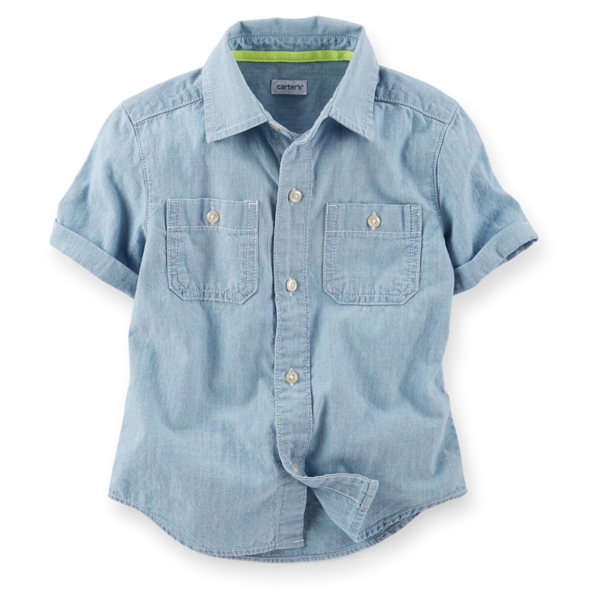Carter's Carters Baby Clothing Outfit Boys Short Sleeve Chambray Denim ButtonFront Shirt