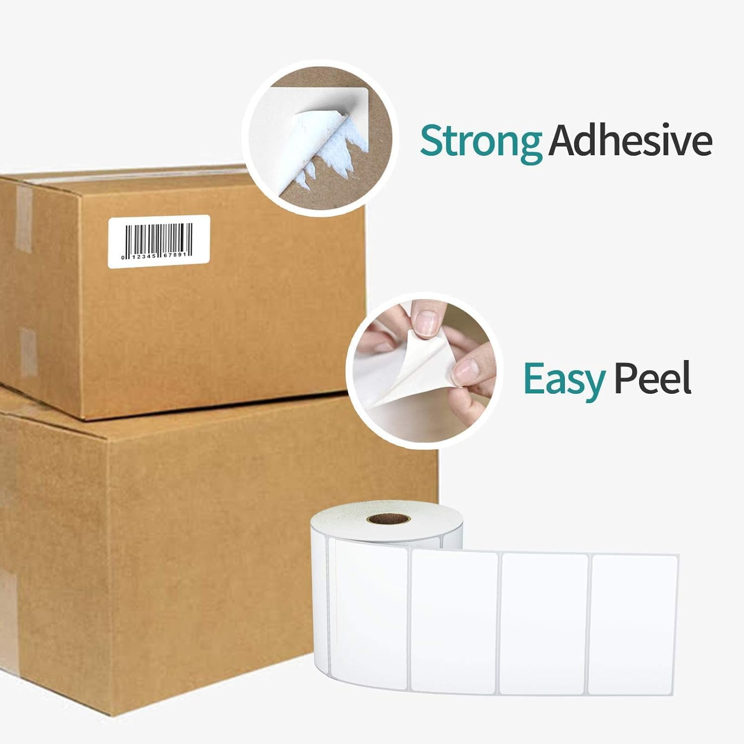 3" x 2" Direct Thermal Multipurpose & Shipping Address Labels Barcodes Postage Stickers for Zebra 2844 & Rollo Desktop Label Printer ( 750 Labels/Roll ) 12 Rolls