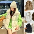 thumbnail image 2 of Winter Women Vest Coat Thickened Padded Zipper Closure Turn-down Collar Sleeveless Solid Color Windproof Heat Retention Outdoor Down Coat, 2 of 8