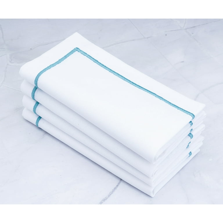 Cloth Napkins Set of 4 Cotton Dinner Napkins White Linen 