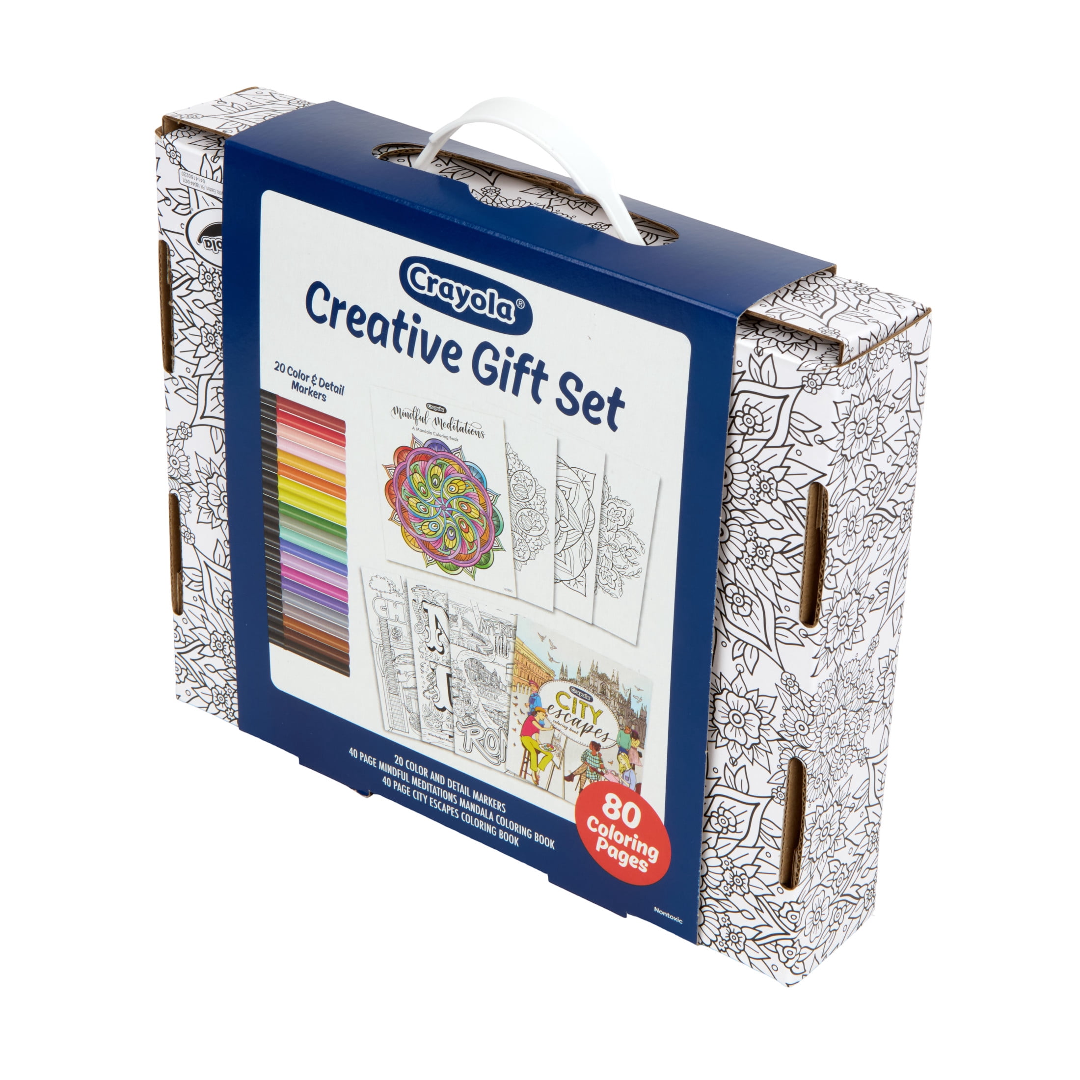 Crayola Creative Enthusiast Gift Set, 2 Adult Coloring Books and 20 Ct Premium Markers, Relaxing Activity, Arts and Crafts, Ages 8, 9, 10, 11
