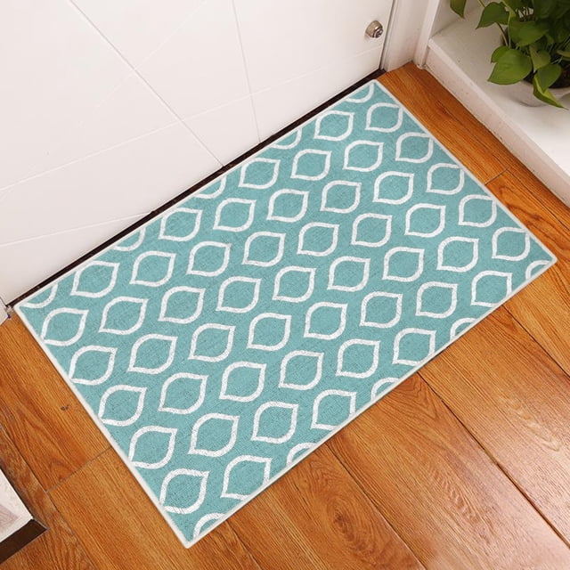 2 x 3 Foot Heavy Duty Low Pile Area Rug - Ultra-Thin Non Slip Area Rug - Washable Cotton Indoor Rug for Front Door Foyer Rug for Entryway