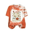 thumbnail image 5 of zaveiop Halloween T Shirts for Women Pumpkin Printed Funny Short Sleeve Shirts Fall Scary Black Cat Crewneck Halloween (Orange, XL), 5 of 5