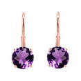 thumbnail image 2 of MauliJewels Earrings for Women 2.5 Carat 7MM Round Amethyst Leverback Earrings Carat 14K Rose Gold 4-prong, 2 of 5