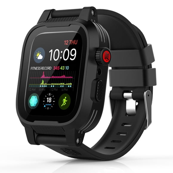 Étui Étanche pour Apple Watch Series3, 4 et 5, ShellBox IP68 Certifié Antichoc Résistant aux Impacts Apple iWatch Étui de Protection Intégrale avec Protecteur d'Écran Intégré (Noir)