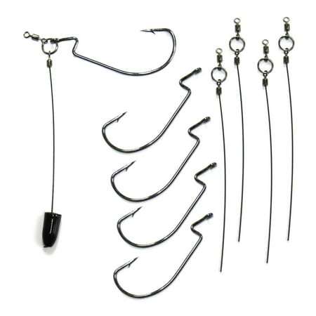 Harmony Fishing Company Punch Shot Rig Kit (5 Pack, 4/0 EWG Hooks) [Interchangeable Hook Punch Shot (Best Hooks For Drop Shot Rig)