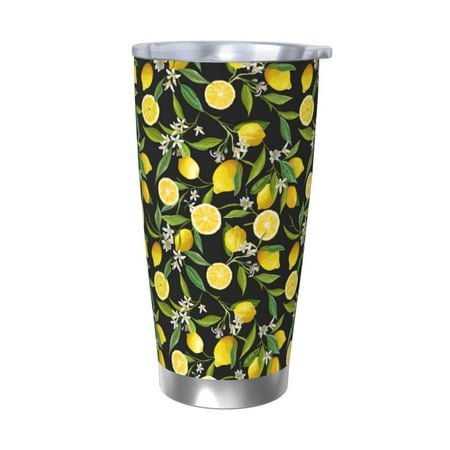 

Tideii Lemon Fruits Flowers Leaves for 20OZ Car Cup Stainless Steel Cold and Hot Cup with Lid Suitable for Outdoor and Home Unisex-Without Straw
