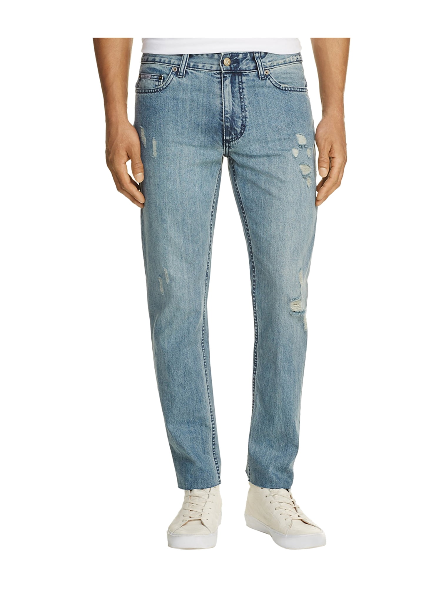 Calvin Klein Mens Distressed Slim Fit Jeans lightwash 32x32 Walmart