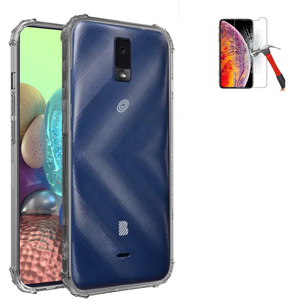 For Blu View 3 Case / View3 Screen Protector (B140DL)/ Flex Gel Case (Gel Transparent +Tempered Glass)